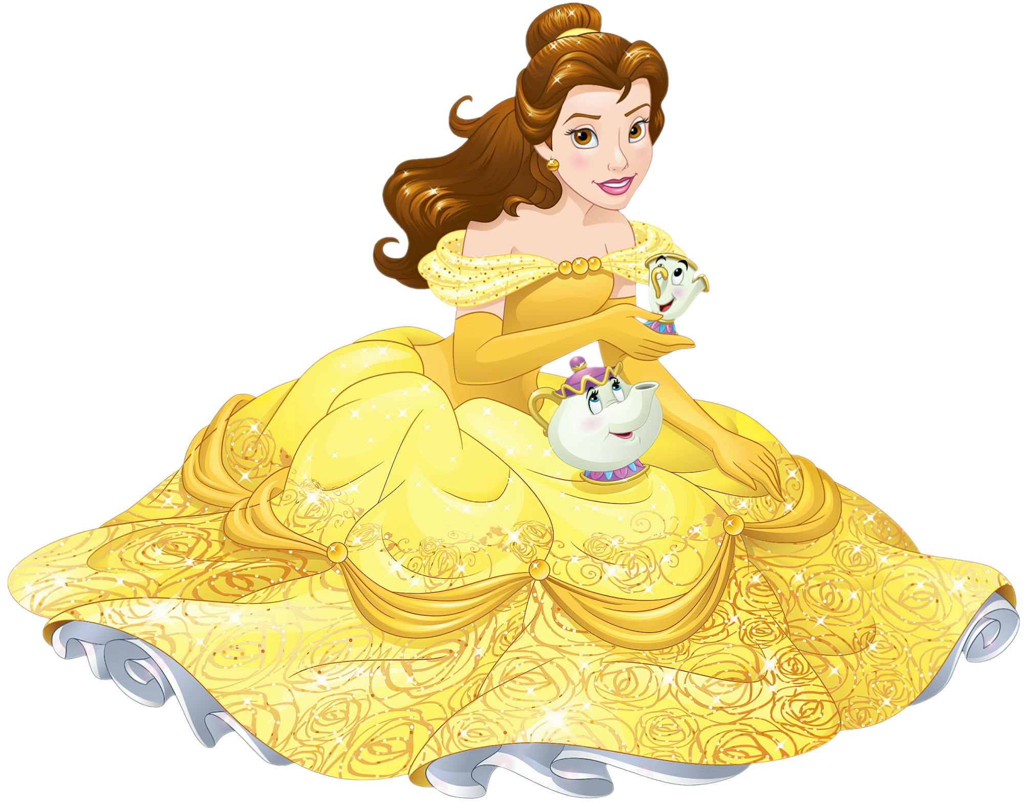 Белль в желтом платье картинка для детей