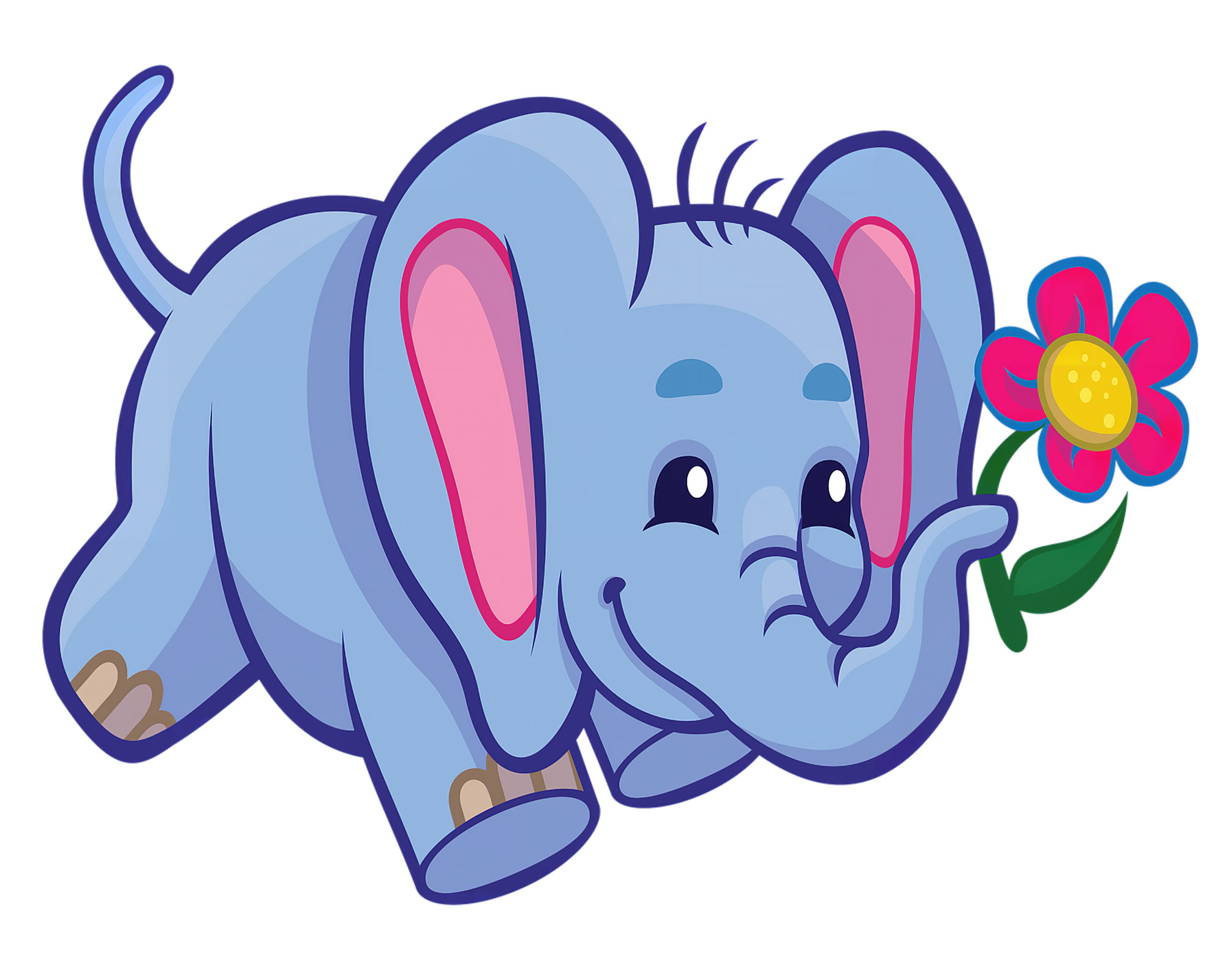 Слон с цветком картинка для детей